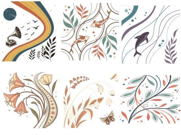 Download Boho Butterfly &amp; Abstract Nature Art Set - Nature art set Collection