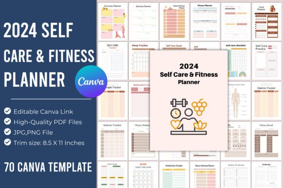 Download 2024 Self Care &amp; Fitness Planner Canva - Premium Resources