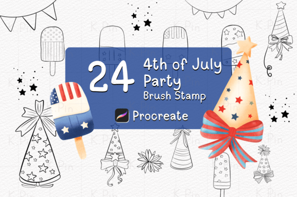 Download 24 Brush Stamp Procreate, 4th of July - Stamp procreate Collection