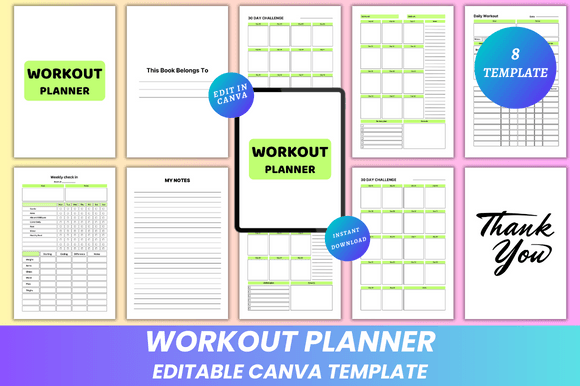 Download Workout Planner Canva Kdp Interior - Premium Resources