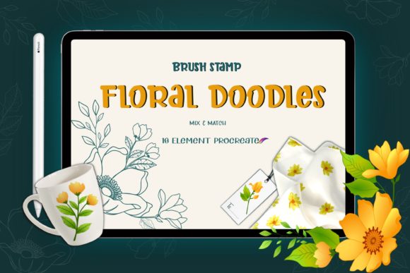 Download Doodle Floral Brushes Stamp Procreate - Stamp procreate Collection