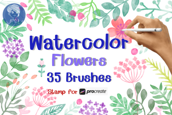 Download Watercolor Flowers Brush Stamp Procreate - Stamp procreate Collection