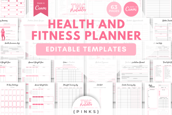 Download Health &amp; Fitness Planner Canva Templates - Fitness planner Collection