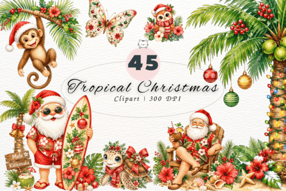 Download Tropical Christmas Clipart, Watercolor - Christmas clipart Collection
