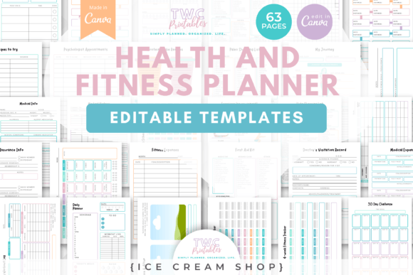 Download Health &amp; Fitness Planner Canva Templates - Fitness planner Collection