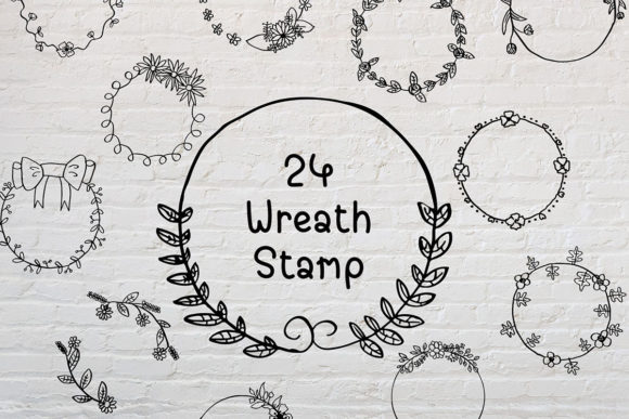Download 24 Wreath Flower Stamp Procreate Stamps - Stamp procreate Collection