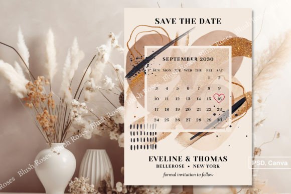 Download Chic Gold Glitter Brushes Save the Date - Premium Resources