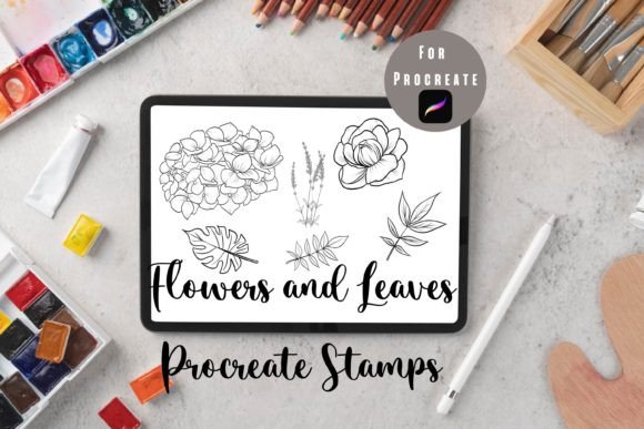 Download Flowers and Leaves Procreate Stamps - Leaves procreate stamps Collection