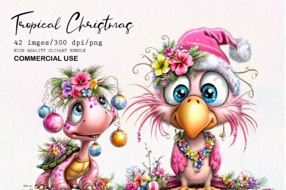 Download Whimsical Tropical Christmas Clipart - Christmas clipart Collection